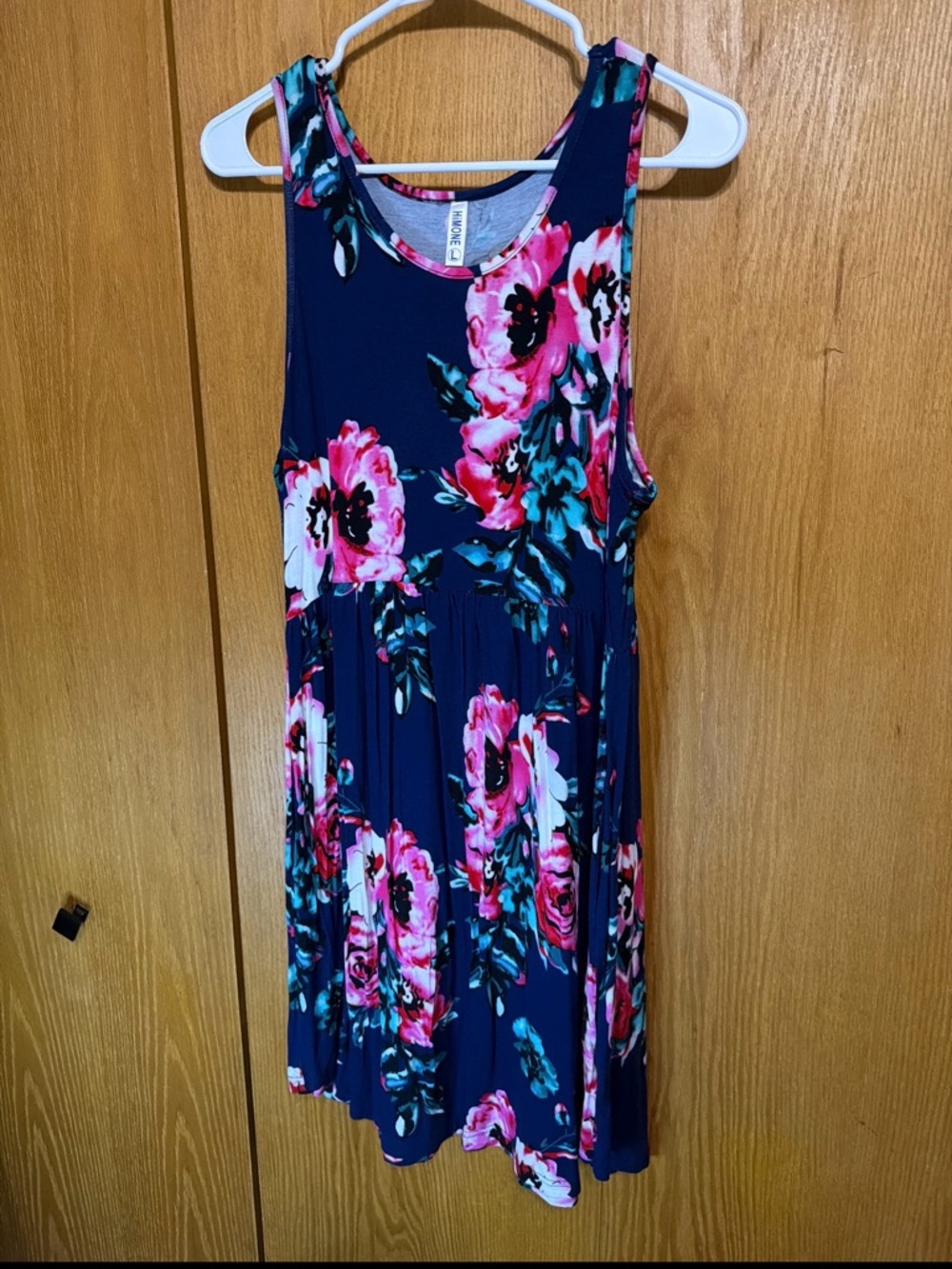 Navy Floral Sleeveless Mini Dress